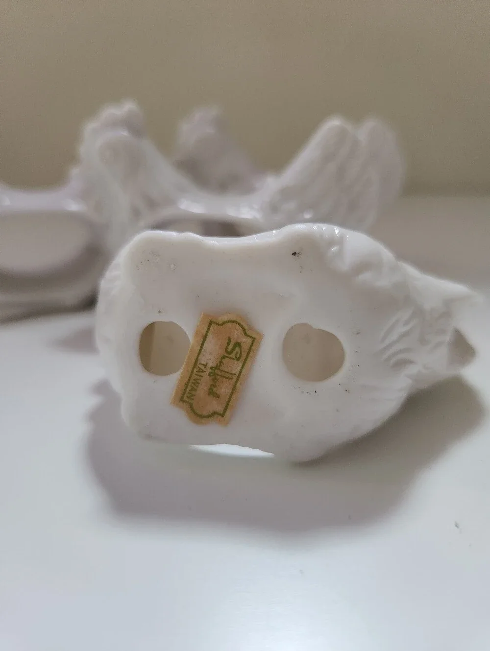 Vintage White Ceramic Chicken Rooster Napkin Rings Set of 4 Taiwan Farmhouse